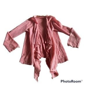 Eileen Fisher salmon linen waterfall knit cardigan sweater